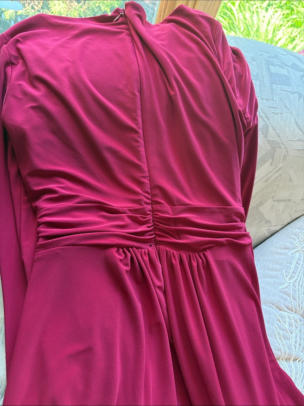 Harper rose women’s Wine bell Long-Sleeve Twist-Waist wrap Midi Dress boat neck - Picture 11 of 11